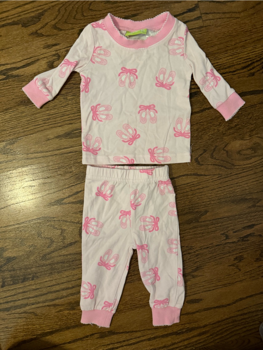 Classic Whimsey Pink Ballet Slipper Pajama Set 3M